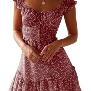 Elegant Red Floral Dress